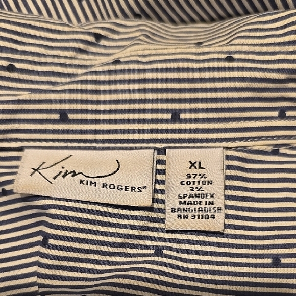 Kim Rogers Blue Striped Long Sleeve  Button Down Shirt XL - Picture 2 of 5
